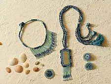 Jewel Vine | Bead Necklace + Choker + Earrings + Ring (Sea Blue)
