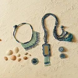 Jewel Vine | Bead Necklace + Choker + Earrings + Ring (Sea Blue)