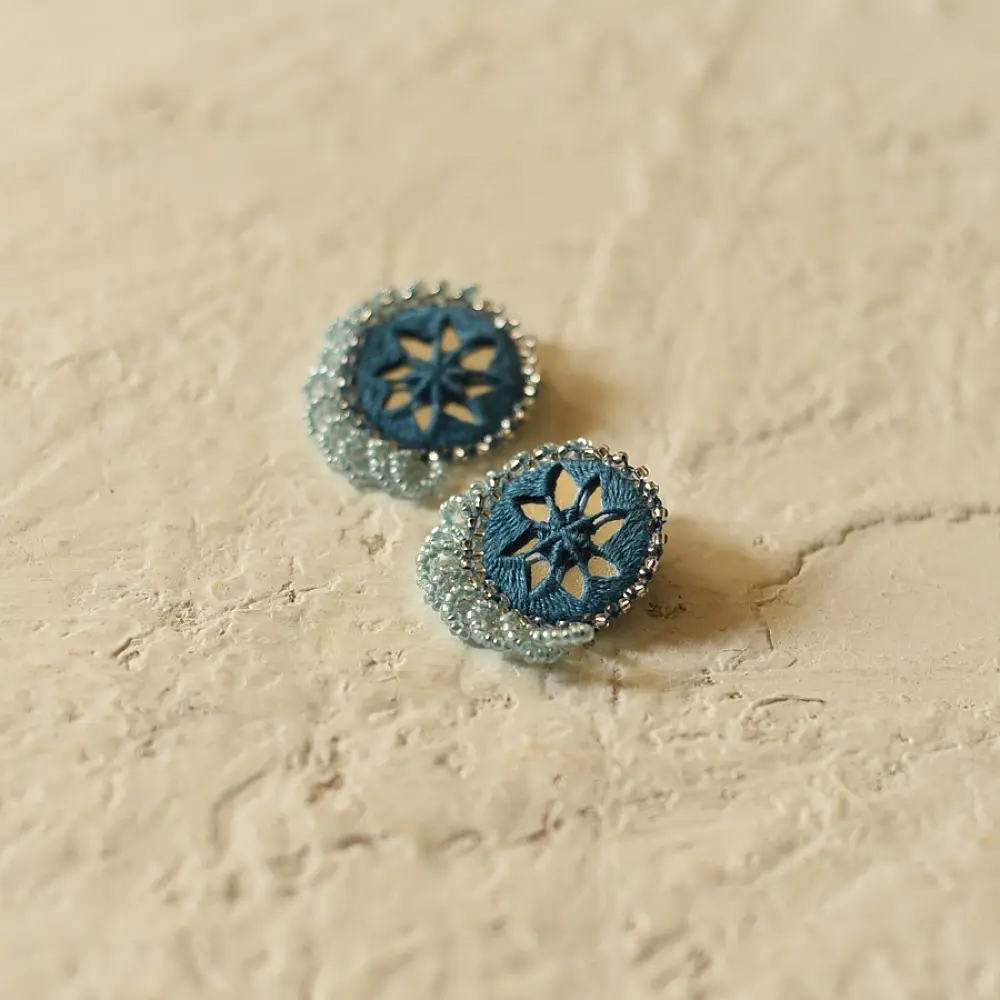buy Bead Necklace, Choker & Earrings in Sea Blue