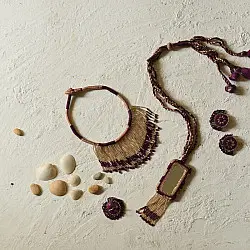 Jewel Vine | Bead Necklace + Choker + Earrings + Ring (Purple)