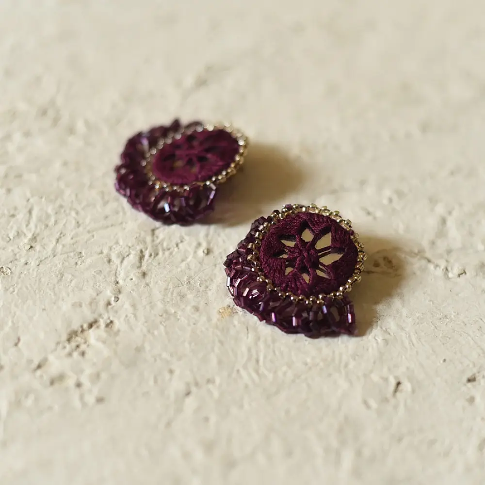 Handmade Bead Choker & Earrings in purple colour