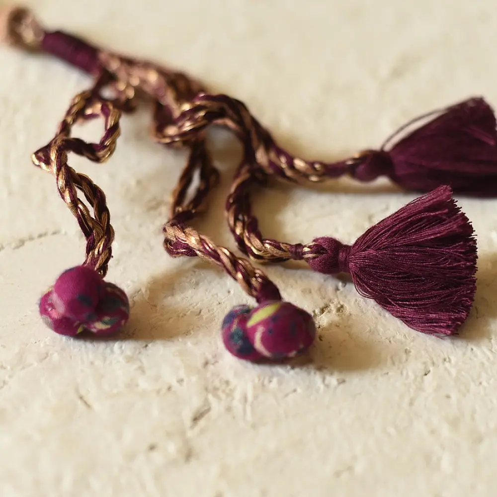 Handmade Bead Choker & Earrings in purple colour