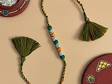 Handmade Rakhi | Bead & Patwa Work - D