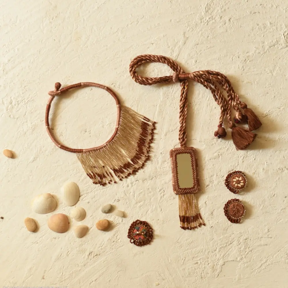 Handmade Bead Necklace Brown colour