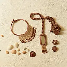 Jewel Vine | Bead Long Necklace + Choker + Earrings + Ring (Brown)