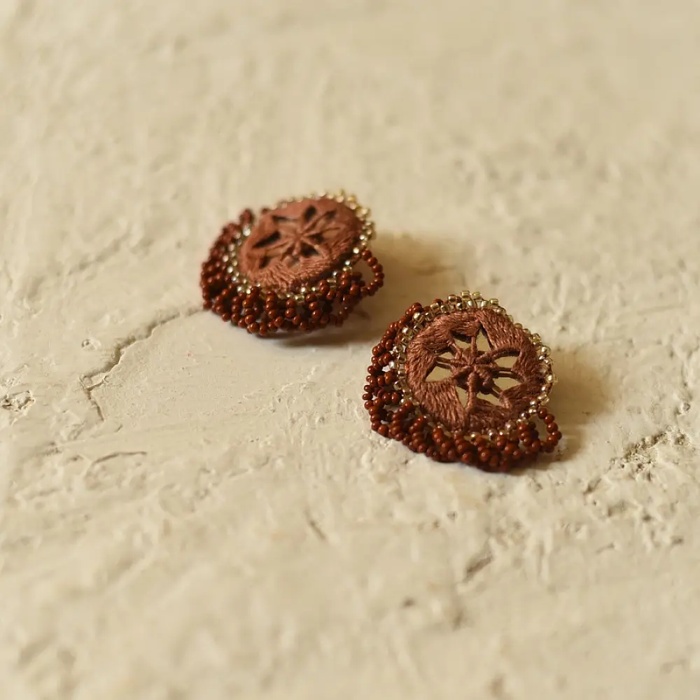 Handmade Bead Necklace Brown colour