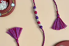 Handmade Rakhi | Bead & Patwa Work - E