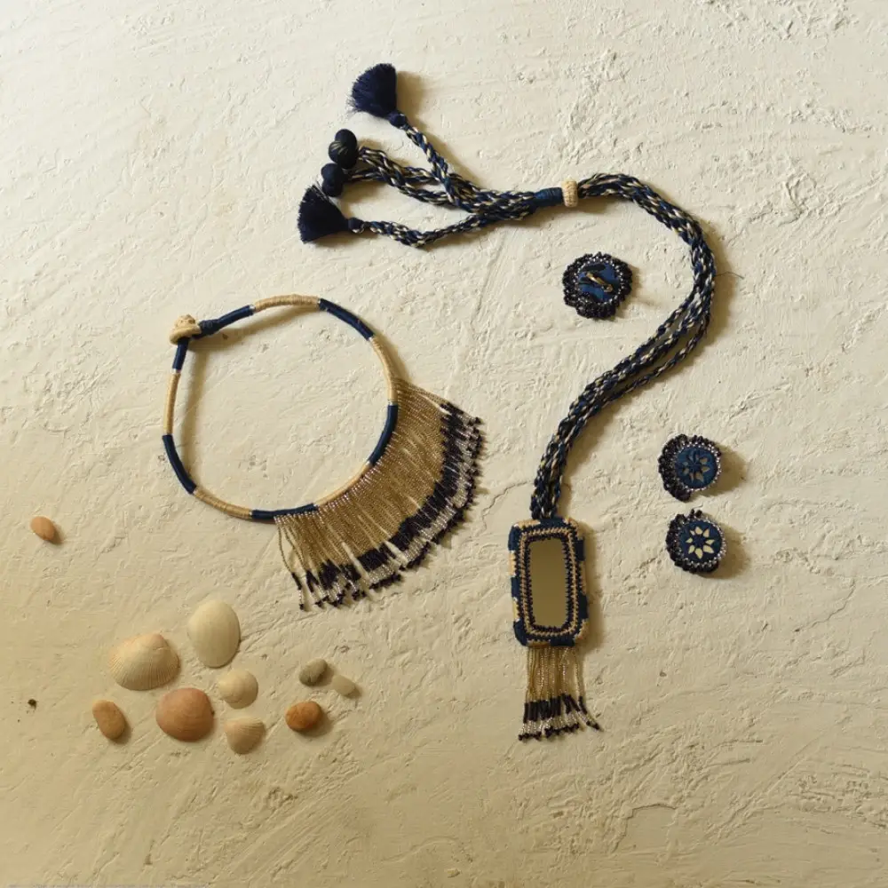 Handmade Bead Necklace in Blue colour