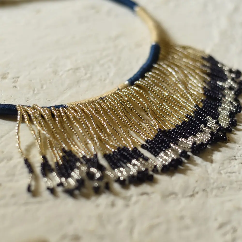 Handmade Bead Necklace in Blue colour