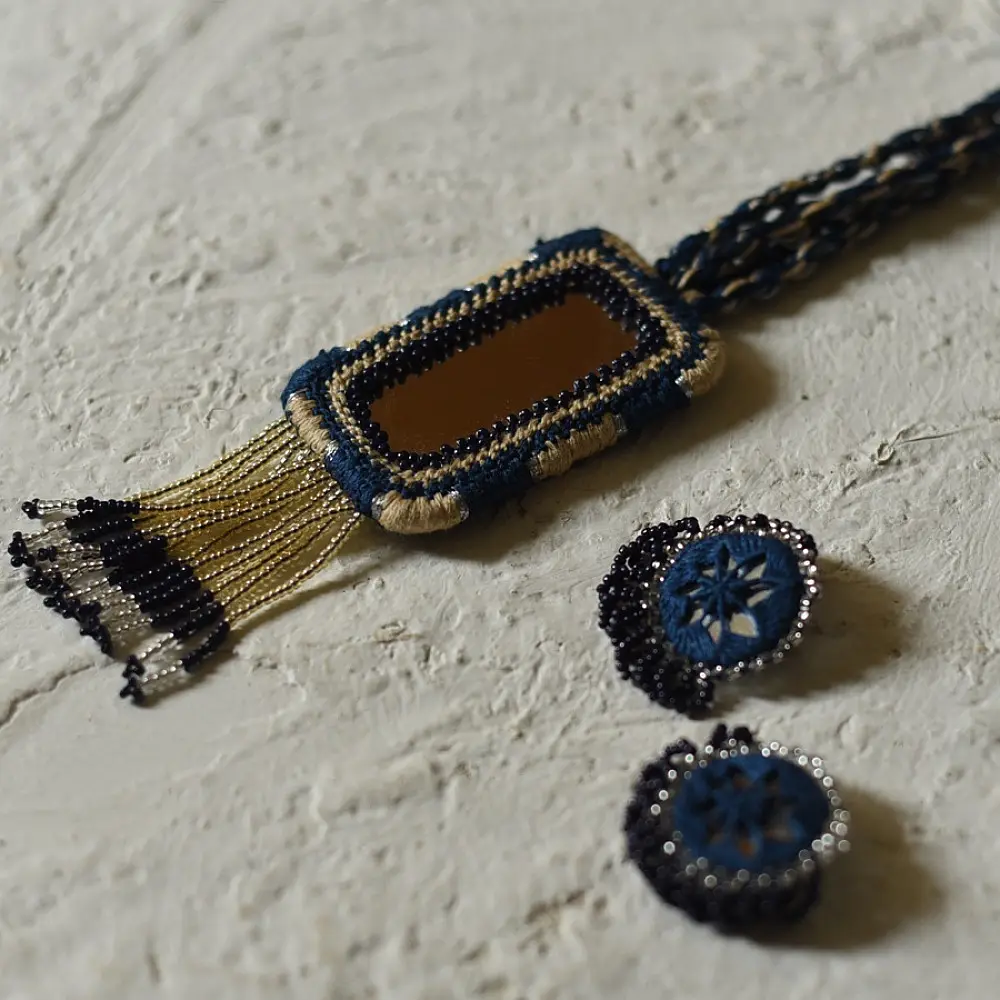 Handmade Bead Necklace in Blue colour