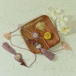 Handmade Rakhi | Lavender Jumki Bhai-Bhabhi Rakhi Set