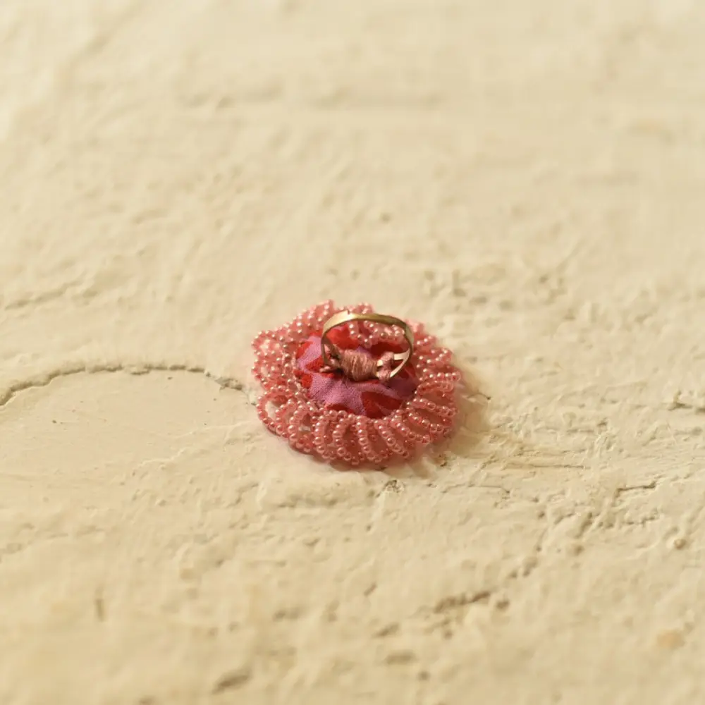 Handmade bead chokar in pink colour