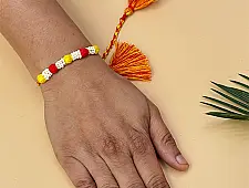 Handmade Rakhi | Bead & Patwa Work - G