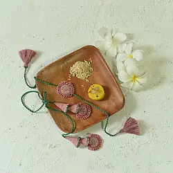Handmade Rakhi | Pink Green Jumki Bhai-Bhabhi Rakhi Set