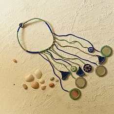 Jewel Vine | Handmade Embroidered Necklace (Blue & Green)