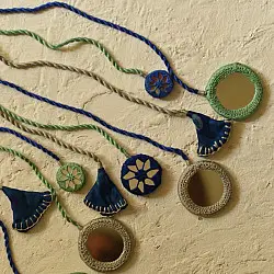Jewel Vine | Handmade Embroidered Necklace (Blue & Green)