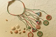 Jewel Vine | Handmade Embroidered Necklace (Green & Pink)