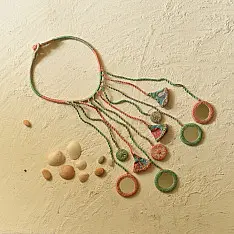 Jewel Vine | Handmade Embroidered Necklace (Green & Pink)