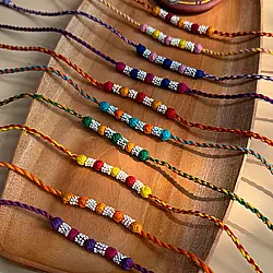 Handmade Rakhi | Bead Navrang Set of Ten Rakhi (Set of Ten)