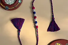 Handmade Rakhi | Bead & Patwa Work - J
