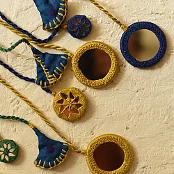 Jewel Vine | Banjara Embroidered Necklace (Yellow & Blue)