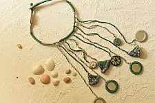 Jewel Vine | Handmade Embroidered Necklace (Green & Grey)