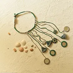 Jewel Vine | Handmade Embroidered Necklace (Green & Grey)