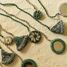 Jewel Vine | Handmade Embroidered Necklace (Green & Grey)