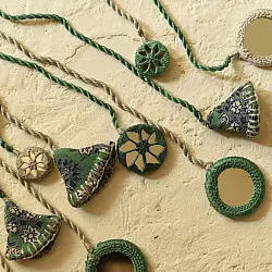 Jewel Vine | Handmade Embroidered Necklace (Green & Grey)