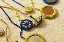 Jewel Vine | Hand Embroidered Necklace with Mirror