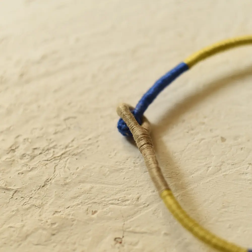 Buy Banjara Hand Embroidered Necklace with Mirror  Yellow & Blue