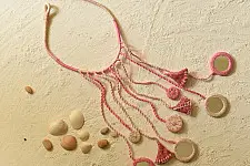 Jewel Vine | Hand Embroidered Necklace (Pink & Off White)