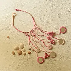 Jewel Vine | Hand Embroidered Necklace (Pink & Off White)