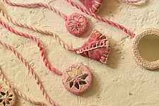 Jewel Vine | Hand Embroidered Necklace (Pink & Off White)