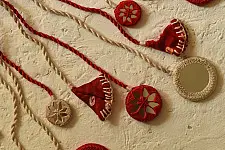 Jewel Vine | Hand Embroidered Necklace (Red & Off White)