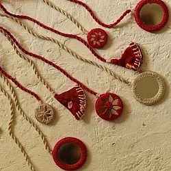 Jewel Vine | Hand Embroidered Necklace (Red & Off White)