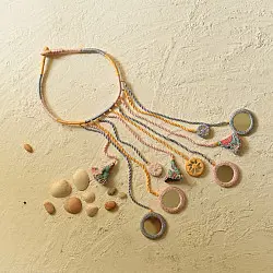 Jewel Vine | Banjara Embroidered Necklace (Yellow, Pink & Grey )