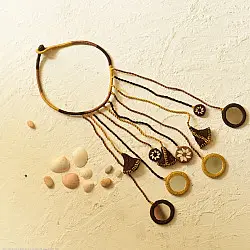 Jewel Vine | Hand Embroidered Necklace (Brown & Yellow)