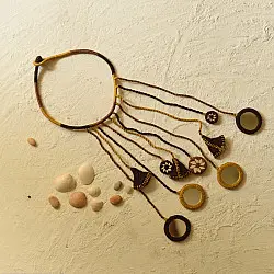 Jewel Vine | Hand Embroidered Necklace (Brown & Yellow)