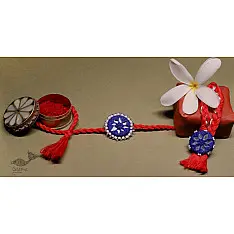 Handcrafted Rakhi ❁Blue Red Kajal Rakhi & Lumba Set 