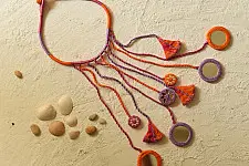 Jewel Vine | Handmade Embroidered Necklace (Orange  & Purple)