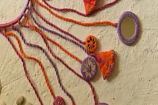 Jewel Vine | Handmade Embroidered Necklace (Orange  & Purple)