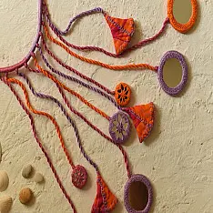 Jewel Vine | Handmade Embroidered Necklace (Orange  & Purple)