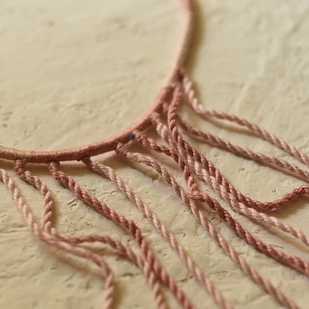 Hand Embroidered banjara Necklace in Pink & Light Pink