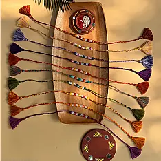 Handmade Rakhi | Bead Navrang Set of Ten Rakhi (Set of Ten)