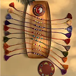 Handmade Rakhi | Bead Navrang Set of Ten Rakhi (Set of Ten)