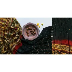 Flavors of fusion | Modal Silk Ajrakh Bandhani Dupatta ❀ 15