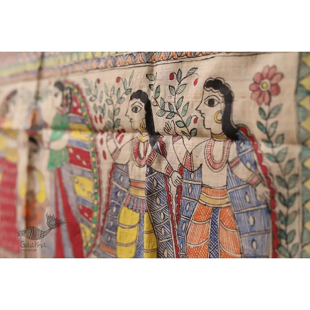 Madhubanu ❁ Tussar Silk Hand Painted Dupatta ❁ 3
