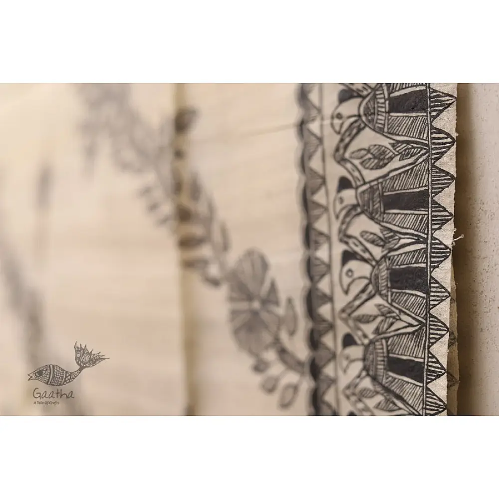 Madhubani ❁ Tussar Silk Hand Painted Dupatta ❁ 5