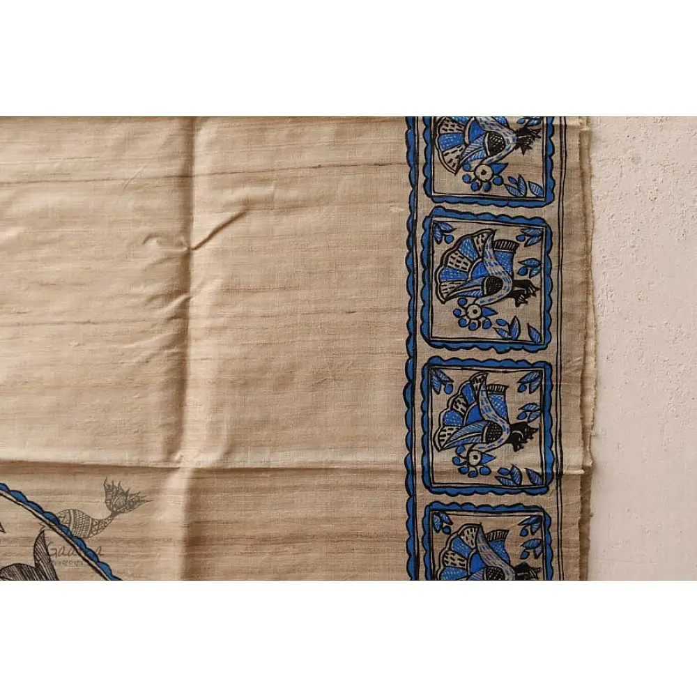 Madhubani ❁ Tussar Silk Hand Painted Dupatta ❁ 11